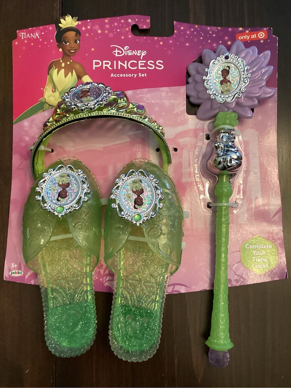 NWT Disney Princess Tiana Dress up Set Shoes Wand Crown by JAKKS Pacific